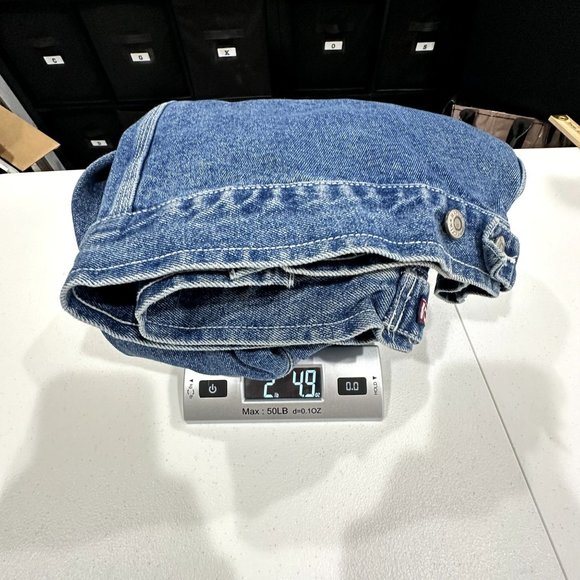 Vintage Ivy Crew Unisex Denim Jacket Size L Brown Leather Collar 90s Y2K Jean - Picture 10 of 10